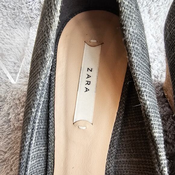 Zara Women's Peep‎ Toe Pom Pom Slip On Pump Wedge Espadrille Sandals 37 Sz 6.5 - Picture 3 of 6